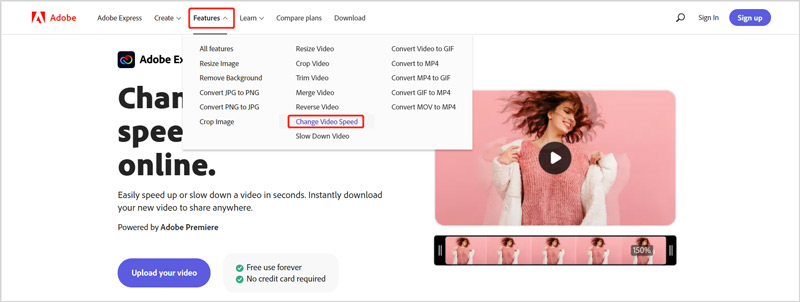 Adobe Express Зміна швидкості відео онлайн