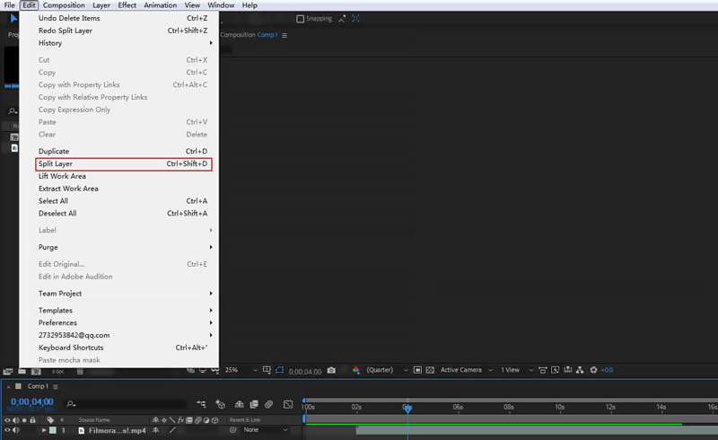 Schneiden Sie einen Clip in After Effects