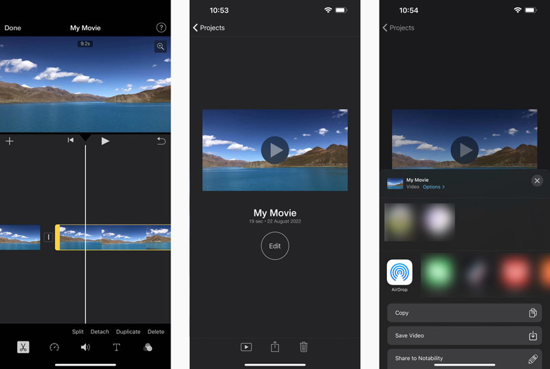 iMovie iPhone'da Videoyu Kes