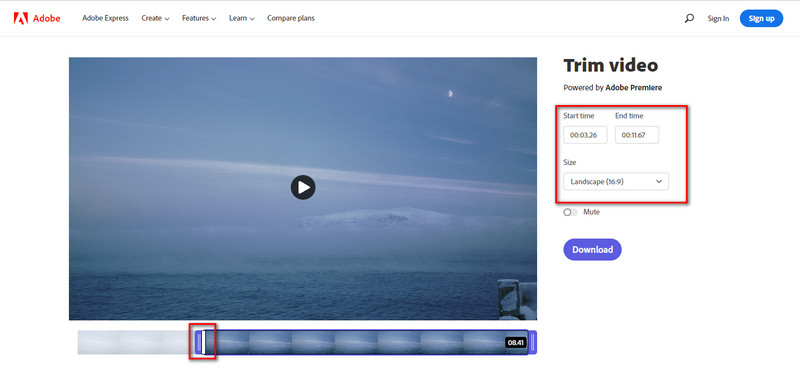 Taglia la lunghezza del video online Adobe Express