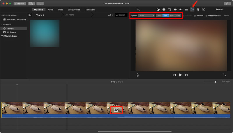 Doe Slow Motion op iMovie Mac