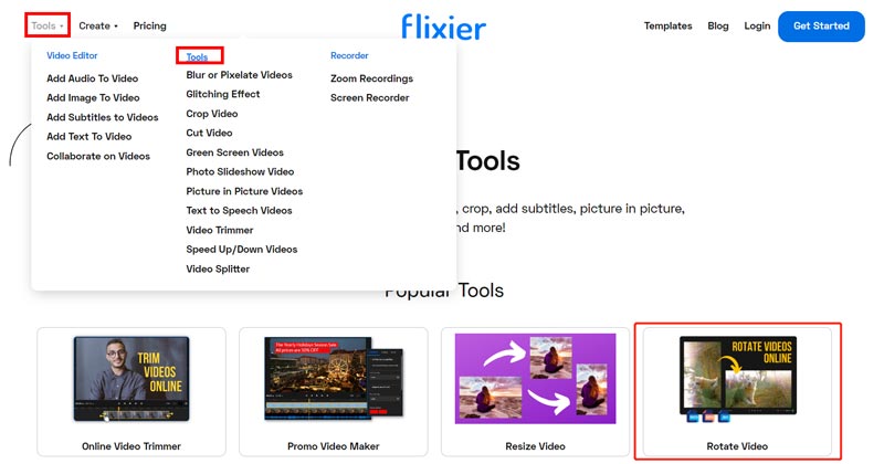 Flixier تدوير الفيديو عبر الإنترنت