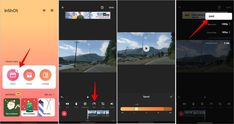 Hoe u video 2x sneller kunt maken op Inshot Android