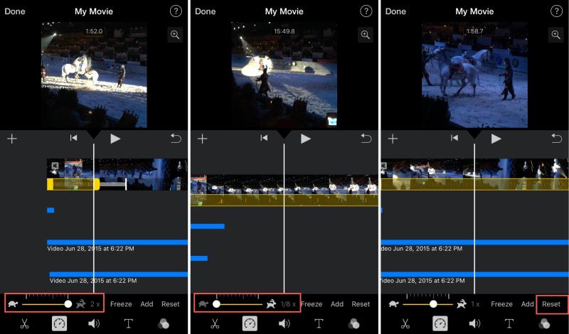 Reducir la velocidad del vídeo del iPhone en iMovie