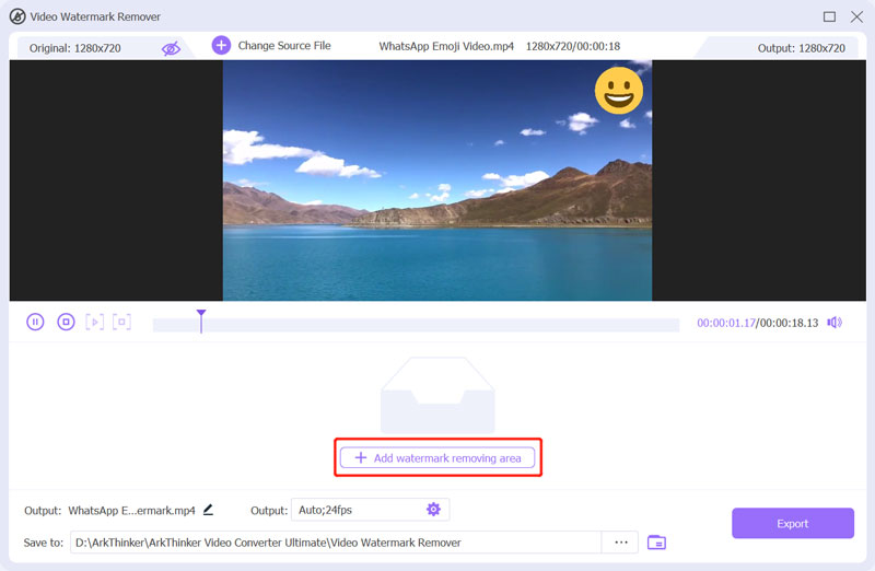 Aggiungi l'area di rimozione emoji