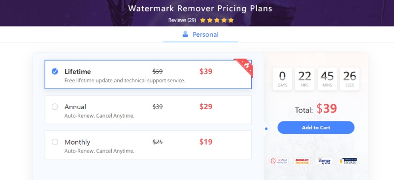 Apowersoft Watermark Remover Pricing