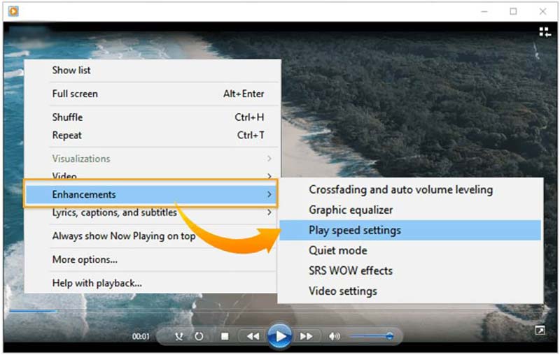 Windows Media Player Play Speed Settings