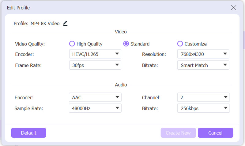 Modifica profilo 8k