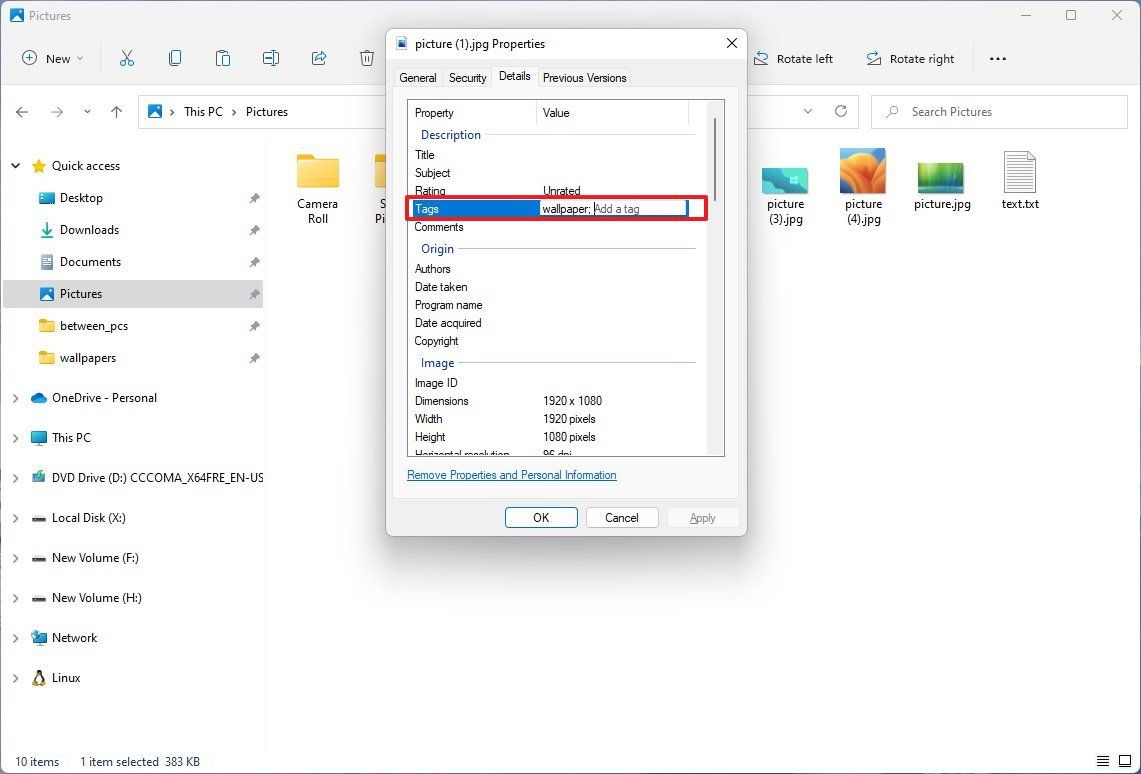 Add Tags to A File in Windows 11 10