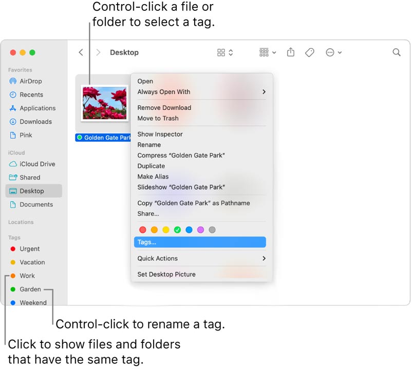 Ajouter des balises à un fichier sur Mac