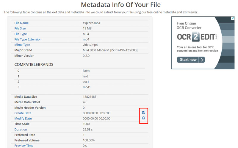 Edit Video File Metadata Online Using Metadata2Go