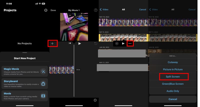 iMovie iPhoneで画面を分割する方法