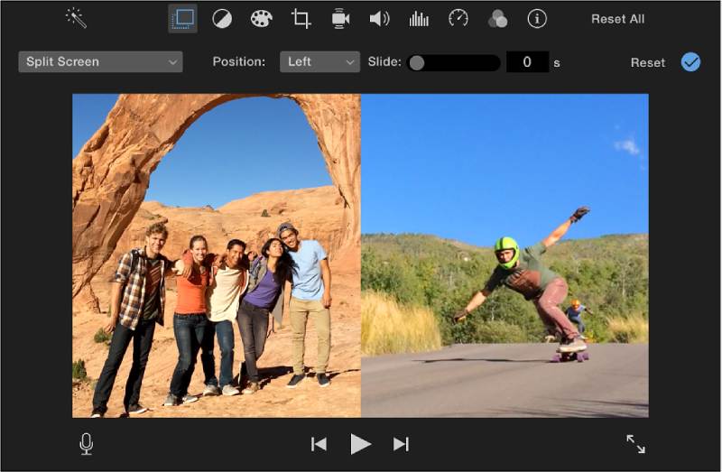 iMovie تقسيم الشاشة iMovie