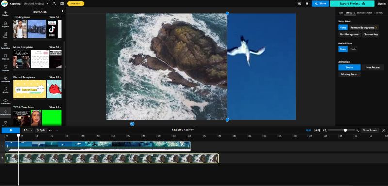 Kapwing hace un collage de videos con música