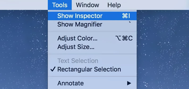 Mac Preview Tools Show Inspector