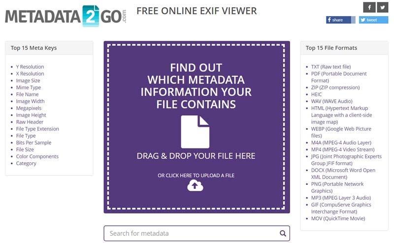 Metadata2Go Online Metadata Viewer