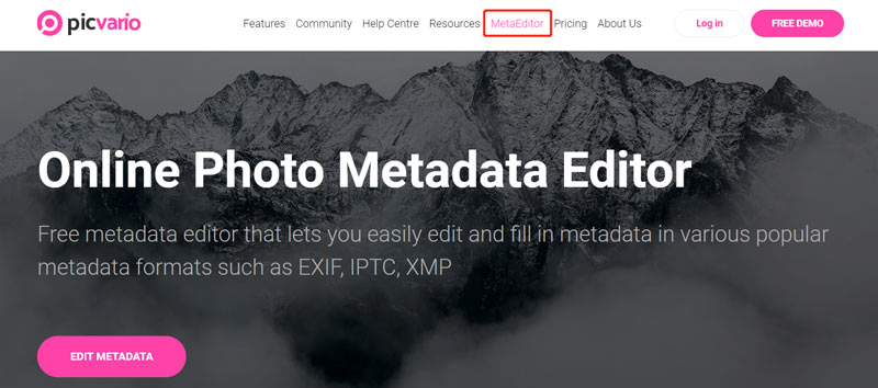 Editor de metadados de fotos on-line MetaEditor