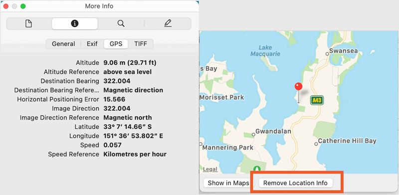 Remover informações de localização da foto no Mac