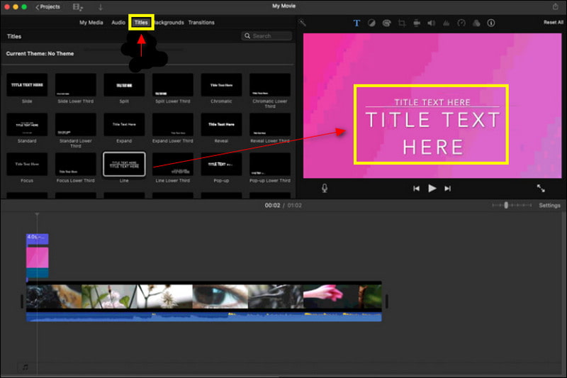 iMovie Video Editor Text hinzufügen