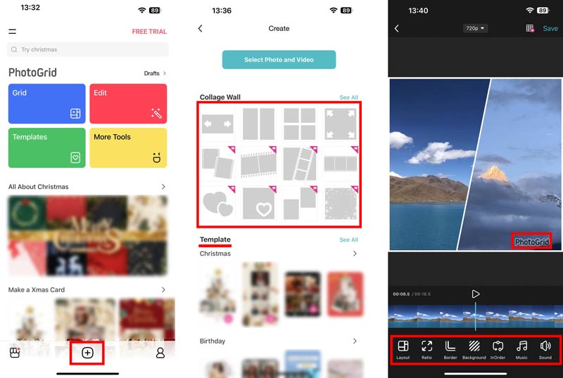 Photogrid Kullanarak iPhone'da Video Kolajı Yapın