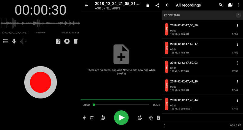 ASR Voice Recorder MP3-inspelare