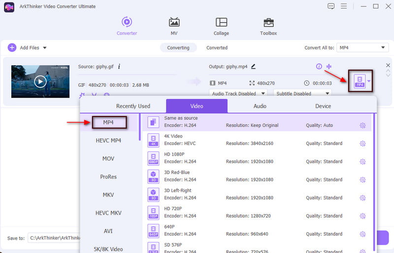 GIF Formatını MP4 Formatına Dönüştür