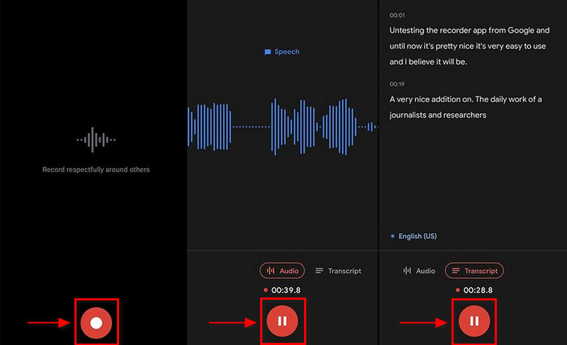 Registrazione audio pixel