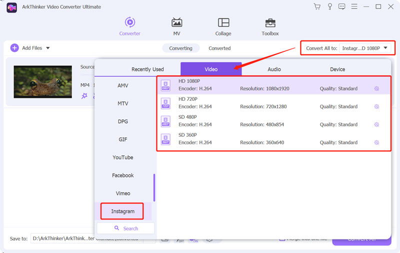 Converter vídeo para Instagram