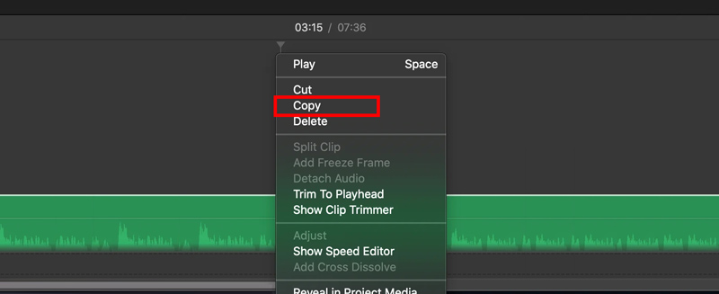 Kopieren Sie die Audiospur in iMovie auf dem Mac