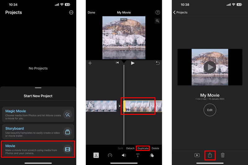 Make A Video Loop on iPhone iPad Using iMovie