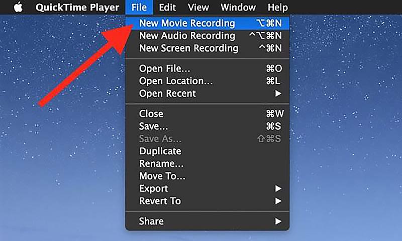 Quicktime Player Yeni Film Kaydı