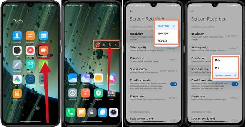 Screen Record Xiaomi beállítás