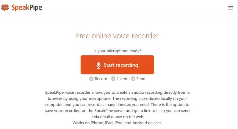 Enregistreur vocal en ligne SpeakPipe