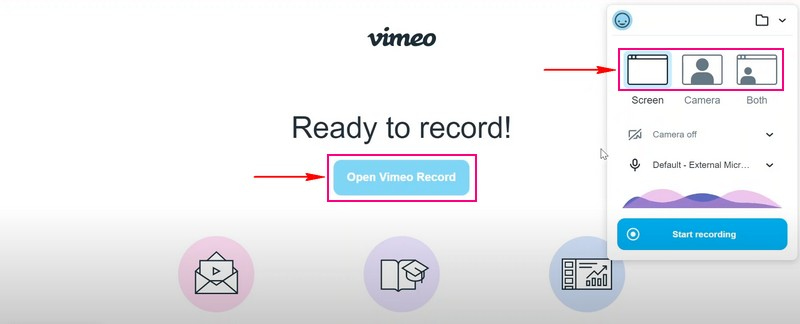 Nyissa meg a Vimeo Record-ot