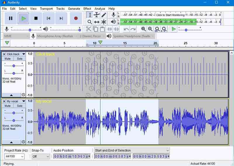 Audacity Skärmdump