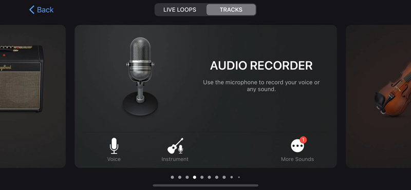 Applicazione Garageband per la registrazione audio iPhone