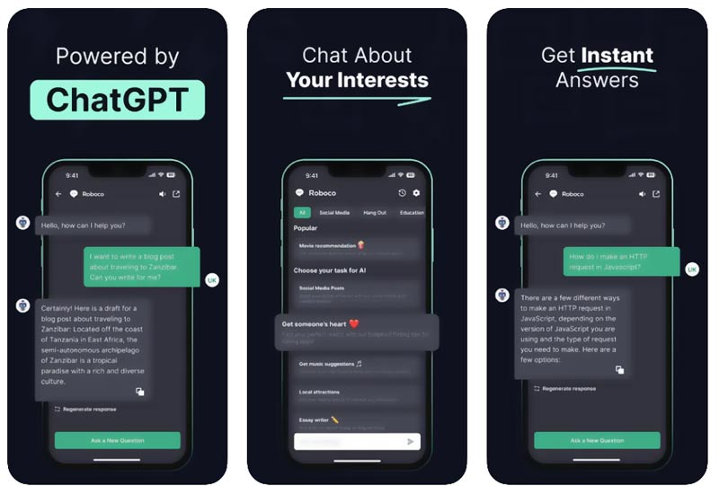 Aplicación Roboco AI Chatbot Assistant