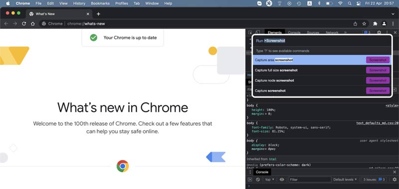 Στιγμιότυπο οθόνης Chrome