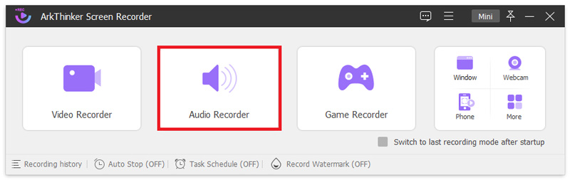 Selecteer Audiorecorder