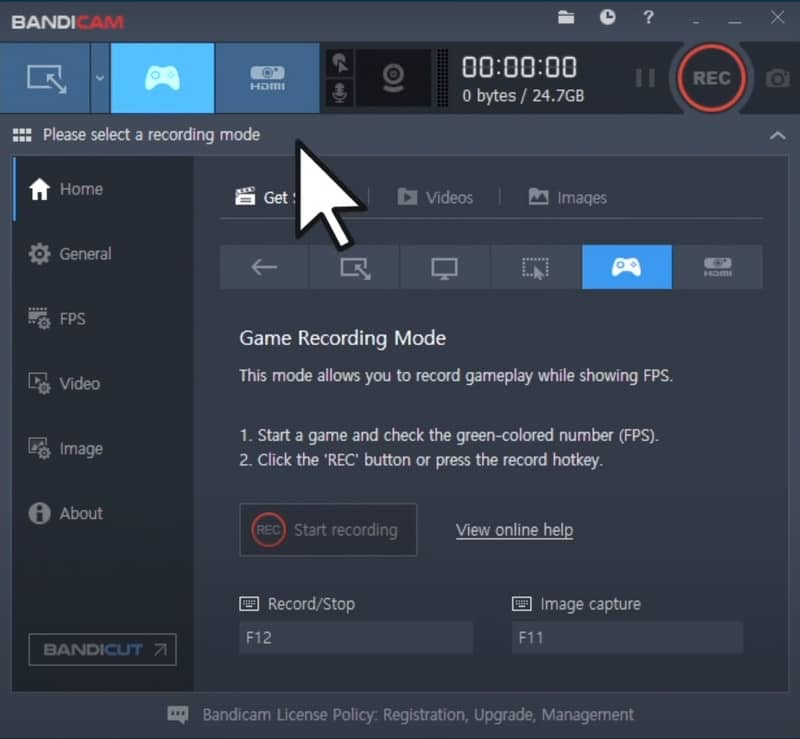 Bandicam interface