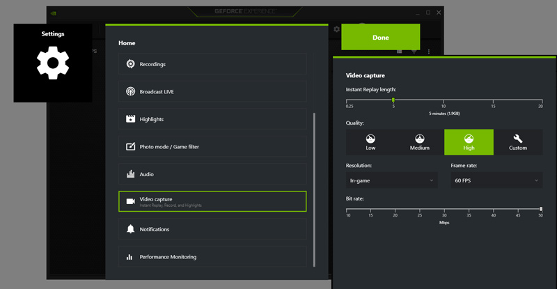 Personalize as configurações de gravação do NVIDIA ShadowPlay