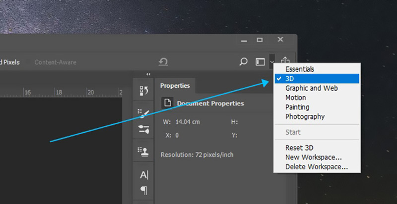 Włącz tryb 3D programu Photoshop