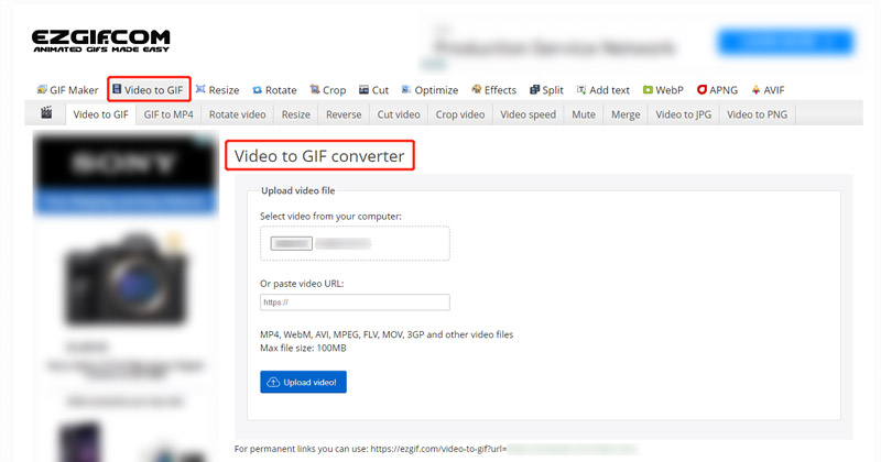 Ezgif Video to GIF Converter