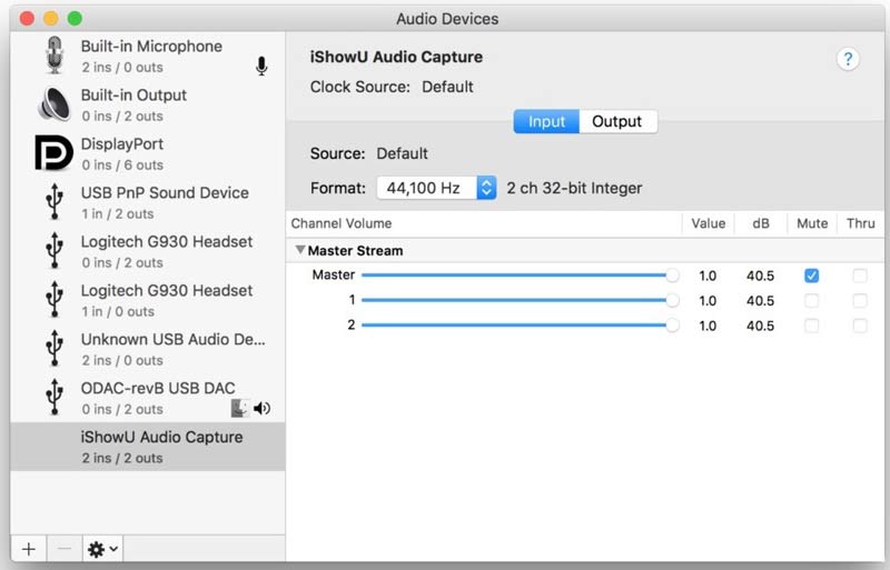 Capture audio iShowU