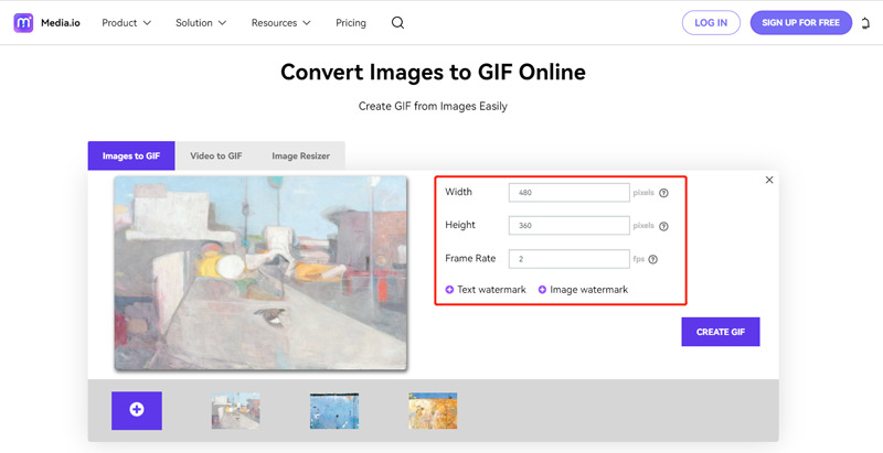 Media.io convierte imágenes a GIF en línea