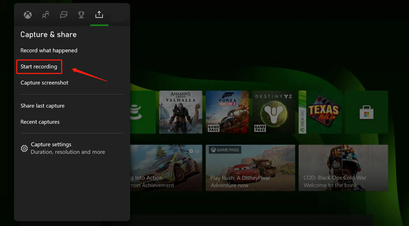 Xbox beginnt mit der Aufzeichnung des Gameplays