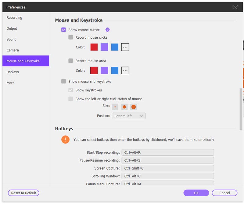 Definir registro de movimento do mouse