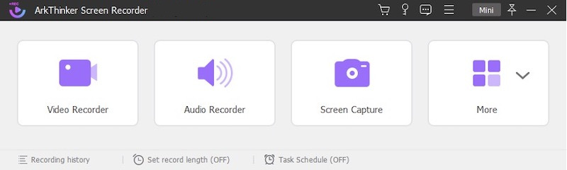 Hoofdinterface van Arkthinker Screen Recorder