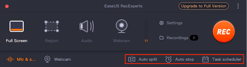 EasUS RecExperts Auto-Stop Auto-Split