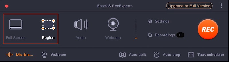 EasUS RecExperts Interface